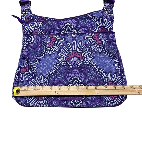 Vera Bradley Lighten Up Slim Crossbody Bag Purple Lilac Tapestry Inner Pockets - Picture 6 of 7
